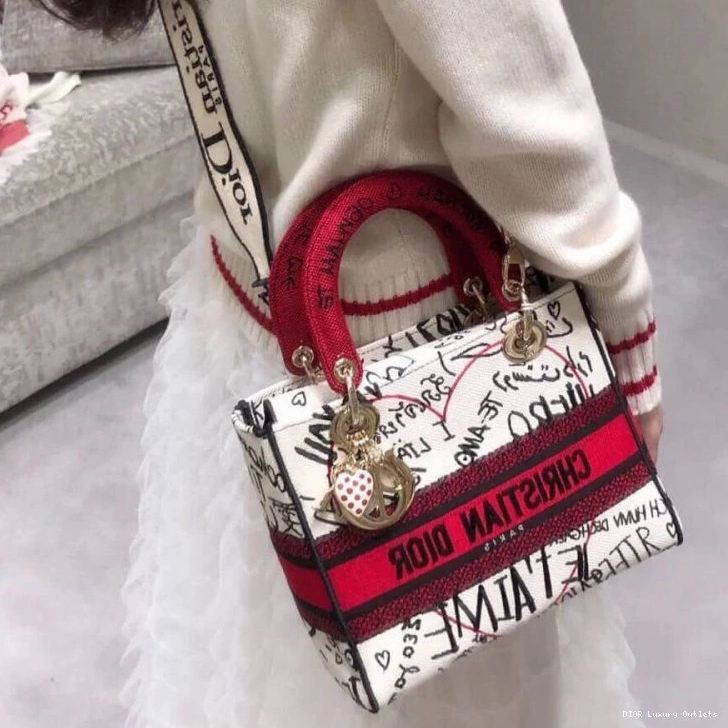 Cheap Graffiti D-lite Lady Motif Dioramour Bag White Canvas Medium 0708 Luxury